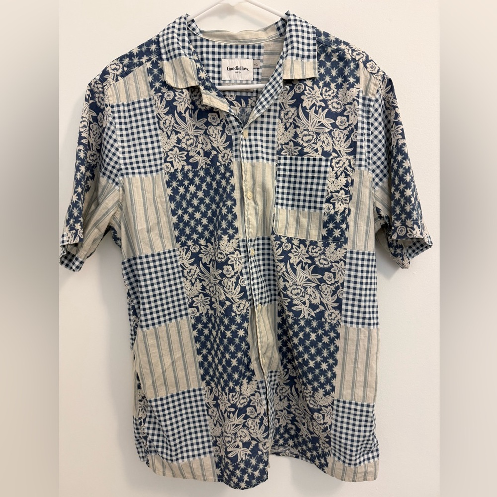 Goodfellow & Co Navy Blue Patchwork Men's Shirt